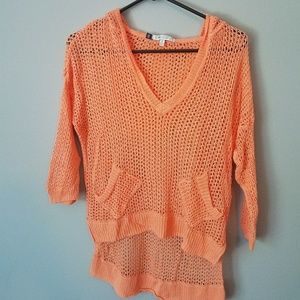 Crochet high-low hoodie